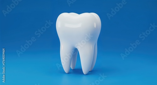 Strong and Pure: A solitary, pristine tooth stands out against a vivid blue backdrop, showcasing its radiant enamel and immaculate form.