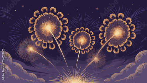 Celebration Pyrotechnics Fireworks Display Illustration Vector