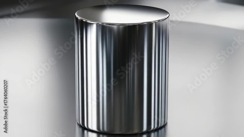 Sleek Silver Cylinder - A Modern Industrial Design Element.