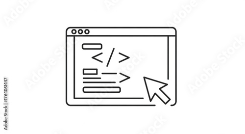 Web development icon with cursor on for website or app design, coding, programming, software, and technology concept