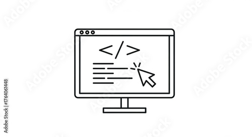 Web development icon with cursor on for website or app design, coding, programming, software, and technology concept