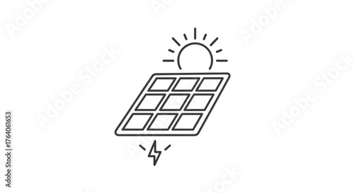 Solar panel icon, representing renewable energy, sustainable technology, and clean power generation for a greener future
