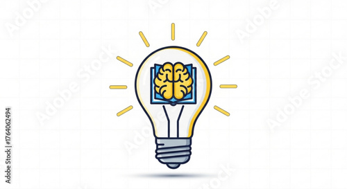A light bulb with a brain inside represents a bright idea, learning, and education it symbolizes knowledge and wisdom