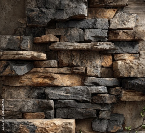 Rustic Stone Wall Texture: A close-up shot revealing a beautifully constructed stone wall, its textured surface showcasing the raw beauty and timeless appeal of natural stone.
