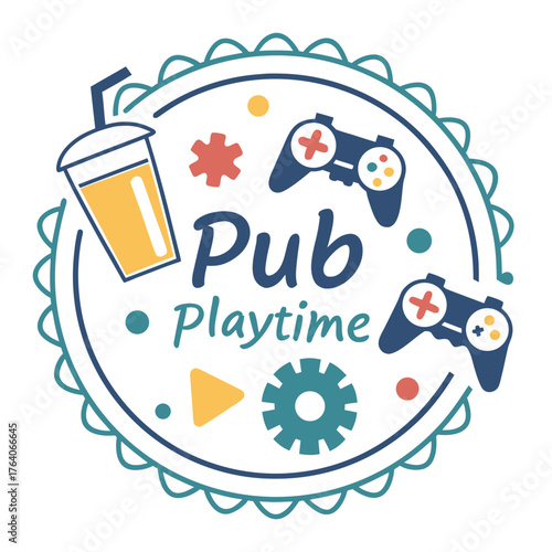 Pub playtime badge on white background