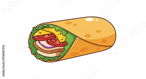 Delicious wrap with fresh ingredients and a golden tortilla.