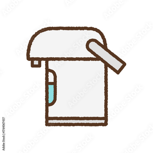 手書き風の単品アイコンイラスト　電気ポット