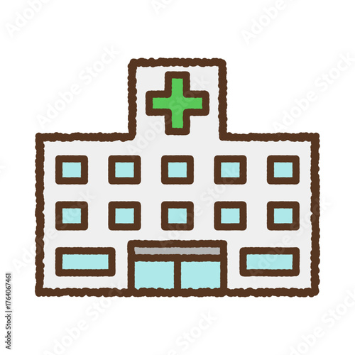 手書き風の単品アイコンイラスト　病院