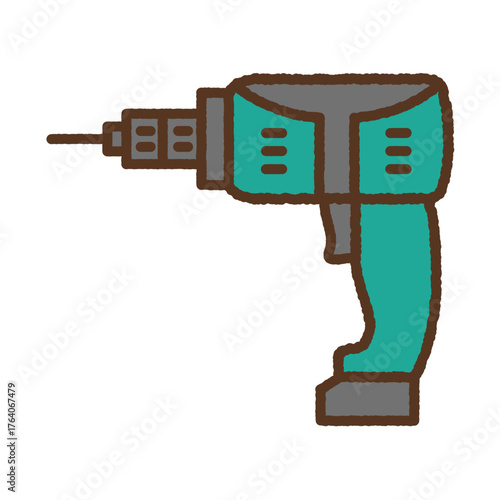 手書き風の単品アイコンイラスト　電動ドリル