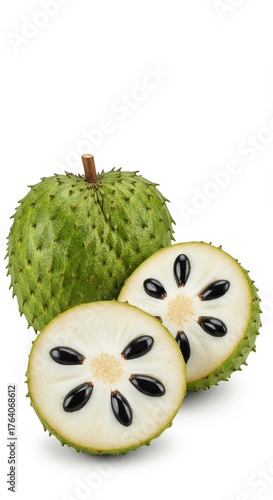 Juicy Soursop Fruit with a Whole and Cut Pieces