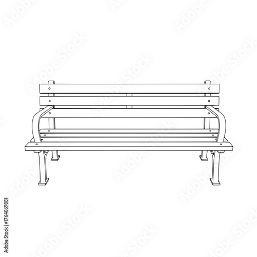 Simple Line Art of a Classic Park Bench.