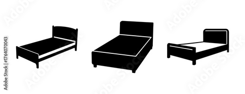 Three distinct bed frame styles shown from the side angle with mattresses included for visual appeal