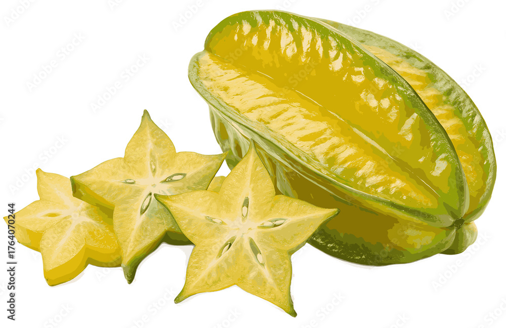 Fototapeta premium big starfruit on white