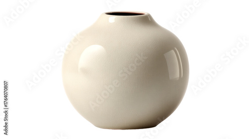 A minimalist cream-colored ceramic vase with a smooth, rounded form, displayed on a white background.