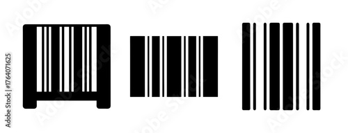 Three distinct barcode patterns featuring vertical black lines and white space for retail and inventory management