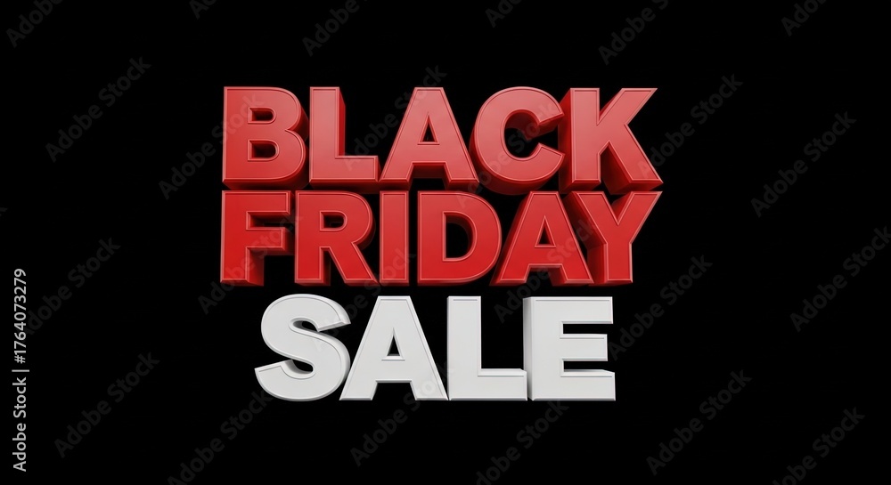 Fototapeta premium Black friday sale 3d text with red and white letters on black background