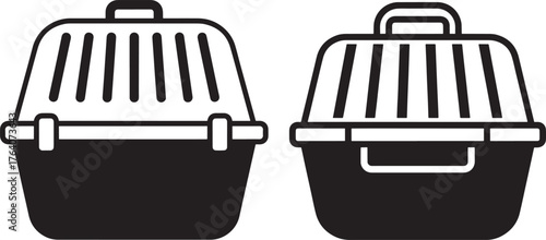 Two pet carriers side by side silhouette