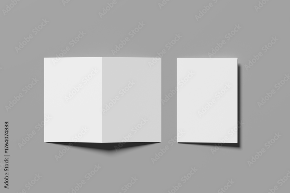 Fototapeta premium Blank Color A4 Bi-Fold Brochure Mockup