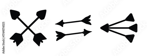Set of three arrow groupings arrows pointer directional symbol navigation directional icons signage visual cue motion
