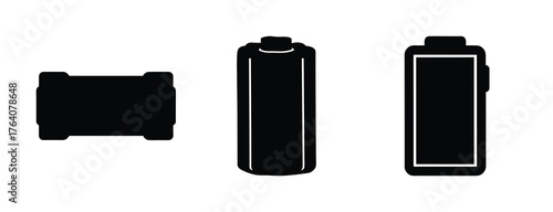 Three distinct battery icons showing power levels and charging status for devices and energy management systems