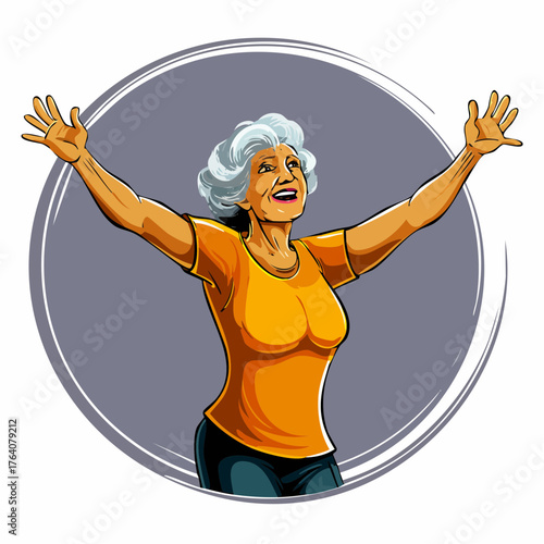 silver-haired elder dancing silhouette celebrating vitality for community events, senior programs, and joyful lifestyle campaigns
