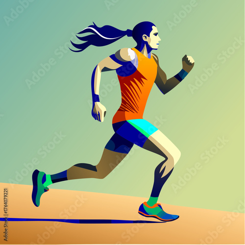 indigenous long-distance runner knot-line stride portrait for athletic campaigns, cultural festivals, and headline-driven posters