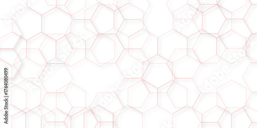 Abstract white background with gold hexagons seamless pattern and geometric in vector design. Futuristic blue neon honeycombs. Modern technology design .Minimal style website banner, decoration .