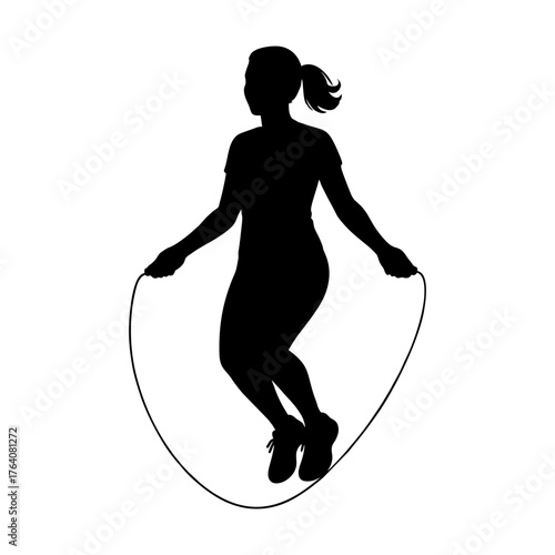 Silhouette of a Person Jumping Rope for Exercise