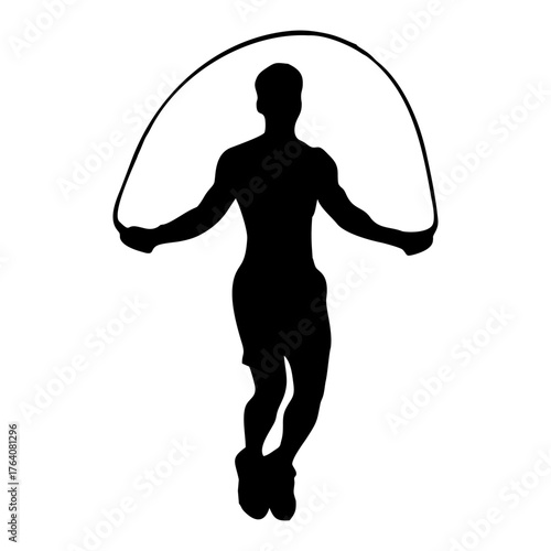 Silhouette of a Person Jumping Rope for Exercise