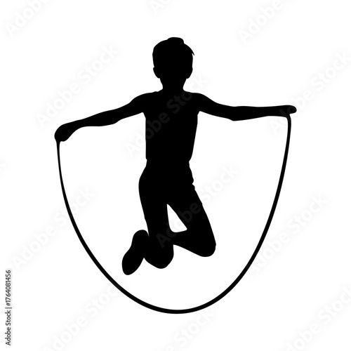 Silhouette of a Person Jumping Rope for Exercise