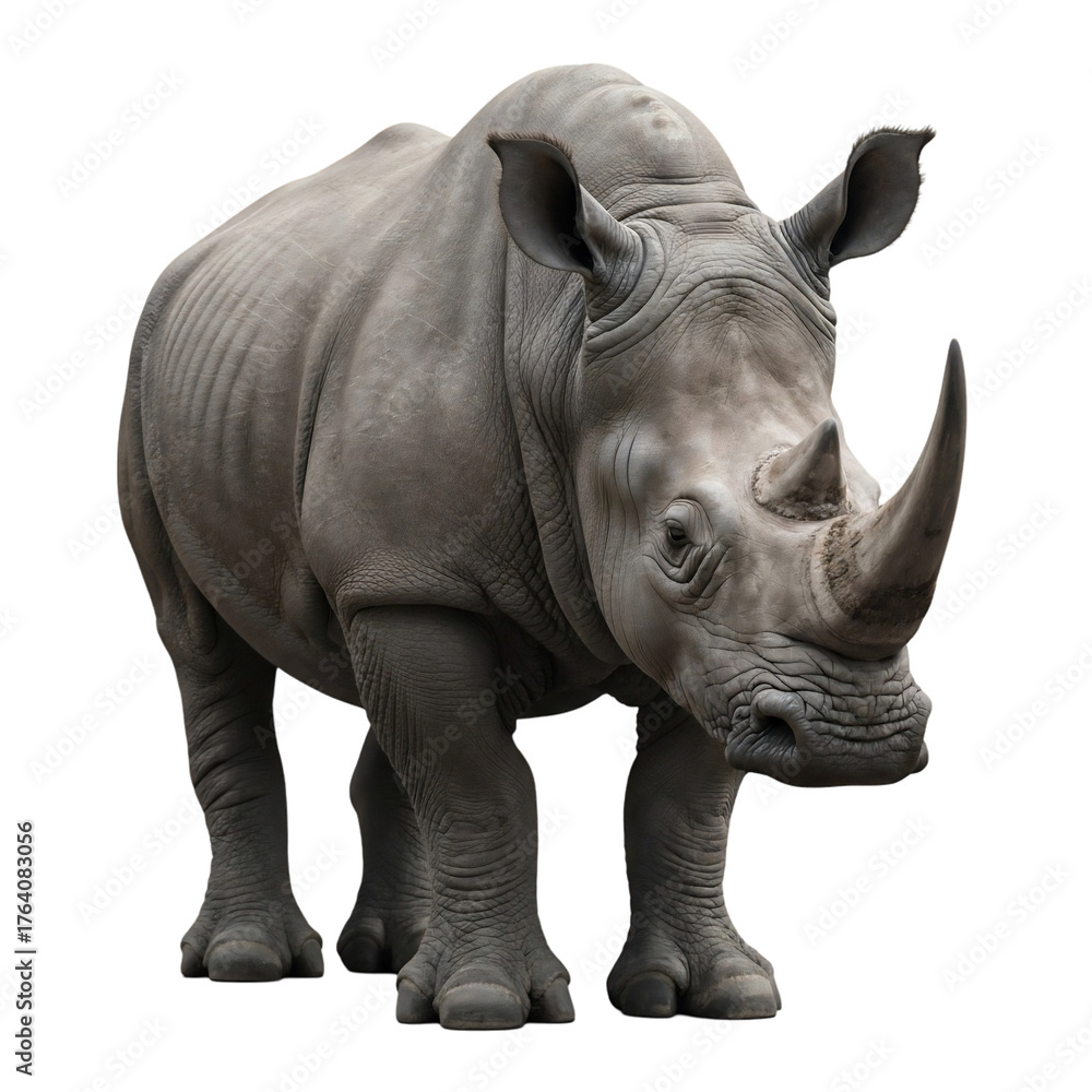 Naklejka premium Magnificent gray rhino stands tall