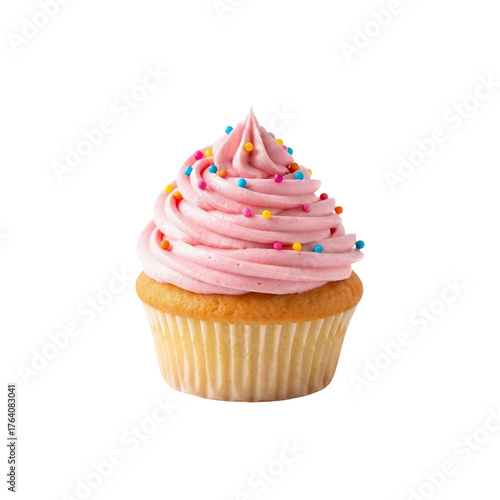 Iced cupcake colorful sprinkles isolated treat