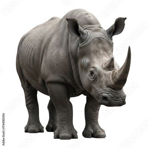 Magnificent gray rhino stands tall