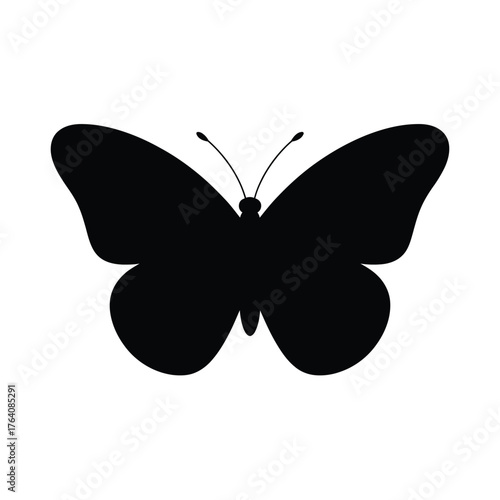 Black silhouette of a butterfly with wings spread wide