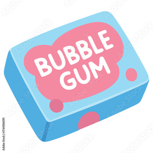 sweet candy chewing bubble gum packaging flat color vector illustration template design