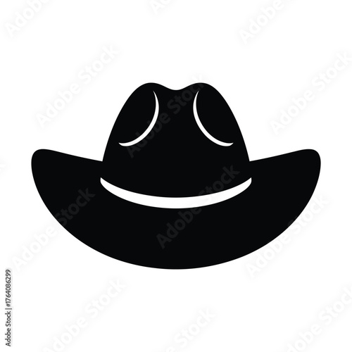 Simple black silhouette of a classic cowboy hat