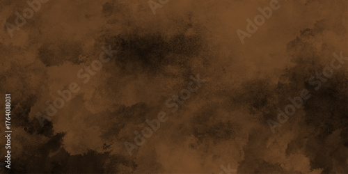 Eerie black background with billowing brown smoke on black background. old style dark brown grunge texture, brush painted . Old and grainy orange paper texture, vector,	