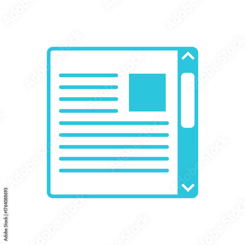 Webpage, Scroll bar icon., Isolated on white background. Blue icon set.