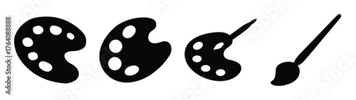 Art palette and brush icons artistic creativity tools for painting and design projects