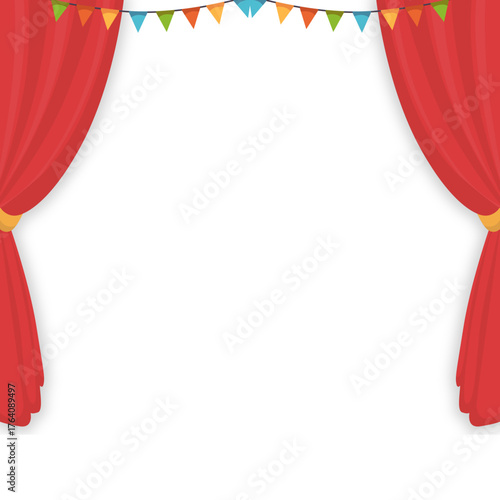 red stage curtains with clipping path