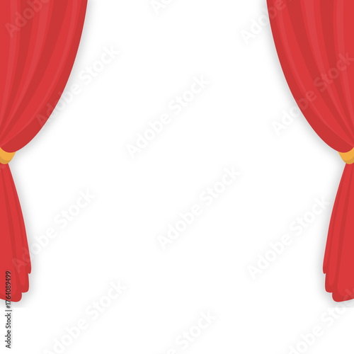 red curtains isolated on white