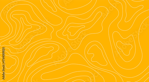 Striking golden yellow background with flowing white contour lines creates an abstract topographic map design, perfect for adding a modern and unique texture to any project