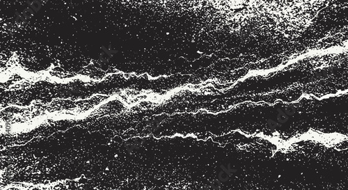 Abstract black and white grunge texture with wavy lines and speckled patterns design