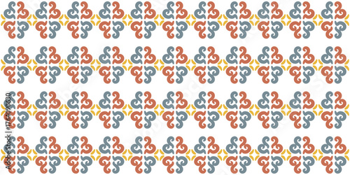 Repeating Colorful Folk Scroll Pattern Tile Background