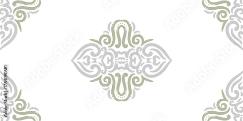 Detailed Two-Tone Scrollwork Centerpiece and Corner Motif