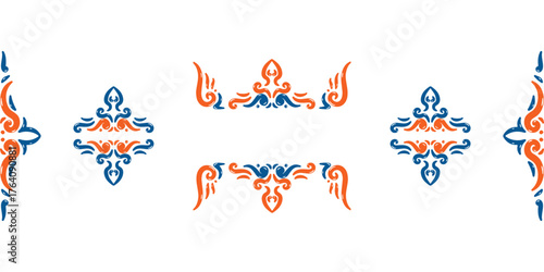 Dynamic Center and Side Scroll Motif in Contrast