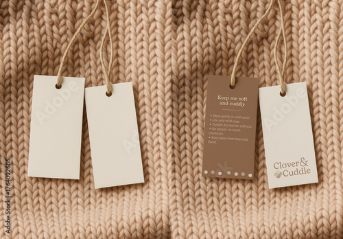 Knitted Texture With Clothing Tags Mockup PSD
