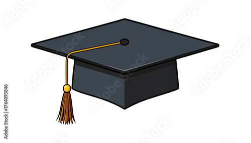 Simple graduation cap illustration with a tassel, on a black backdrop