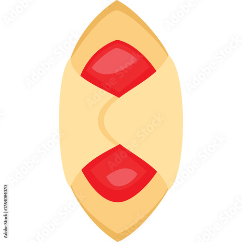Sweet Baked Pastry with Red Jam Filling Displayed on a White Background