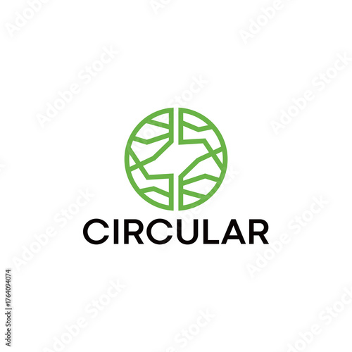 circular logo with abstract recycling icon design